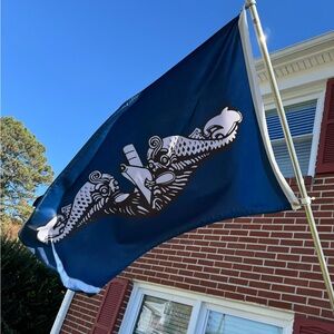 Enlisted submarine dolphin flag, indoor outdoor, double sided, USN Navy